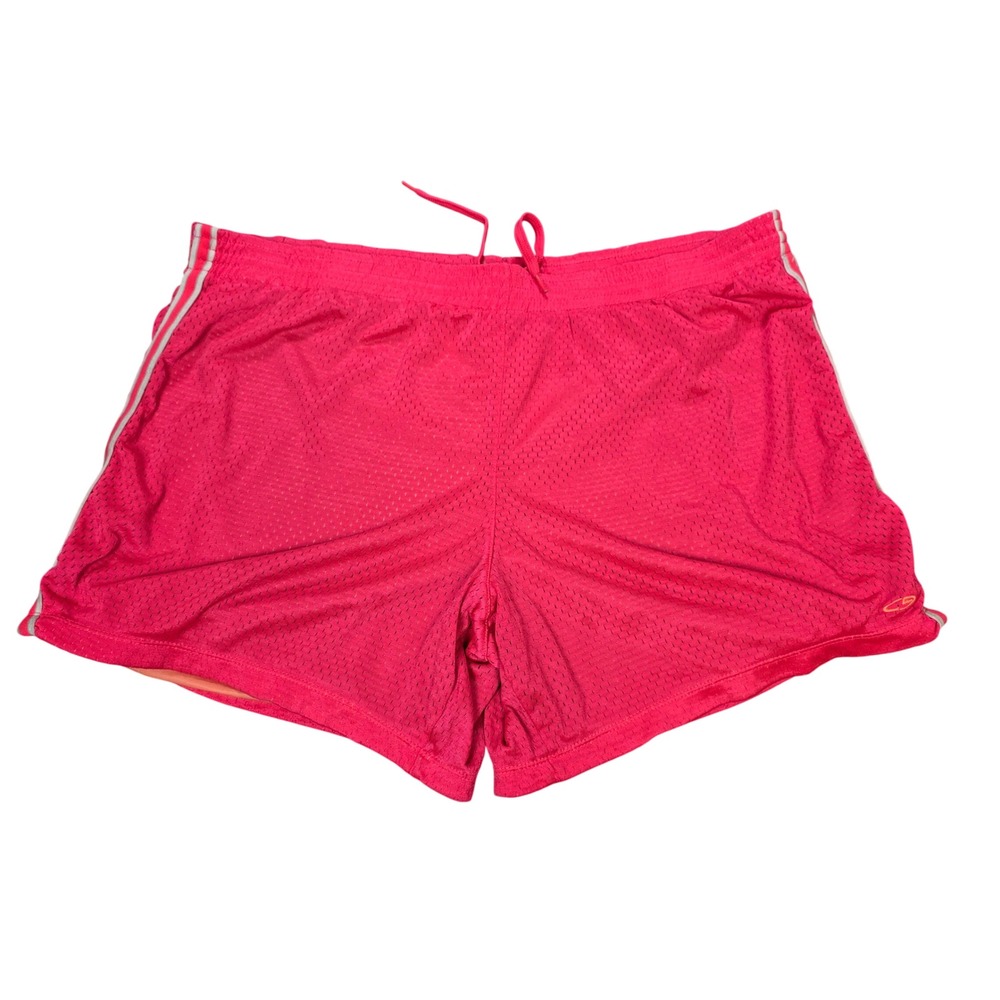 Champion Mesh Athletic Shorts Women's Size L Pink White Striped Drawstring
